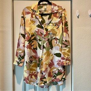 Joie Multicolor Leaf Print Button-Down Shirt/Mini Dress